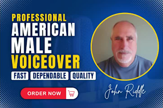 produce a professional, american english male voice over