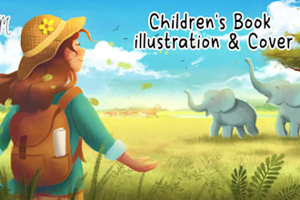 draw unique children story book illustration and cover
