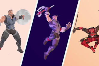 create 3d realistic character, animation for games in blender or maya