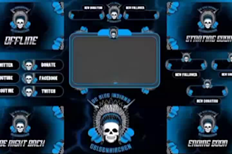 do kick twitch animated overlay, screens, alerts, stream package