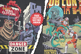 design a vintage retro t shirt with a custom illustration