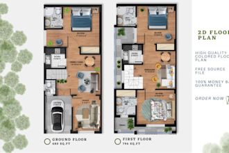 design impressive 2d color floor plan from blueprints for real estate developer