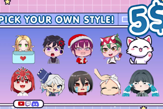 design custom animated emotes in many style for your twitch
