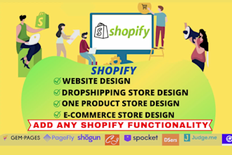 design shopify dropshipping store, shopify website design, shopify theme coding