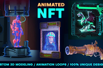 do 3d animated nft art, loop spinning, crypto coin, token