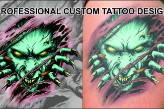 create a hand drawn amazing custom tattoo design