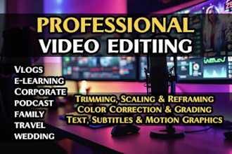 edit video, podcast, youtube, tiktok, instagram, family, wedding, highlights