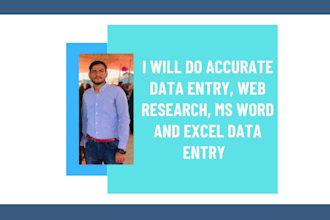 do accurate data entry, web research, ms word and excel data entry in 2 hours