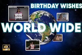 create happy birthday video with world wide people