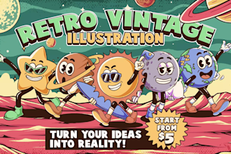 create retro cartoon illustration for your t shirt design