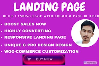 build creative and unique landing page with elementor, sales page, squeeze page