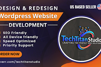 build wordpress website development, business website or wordpress blog website