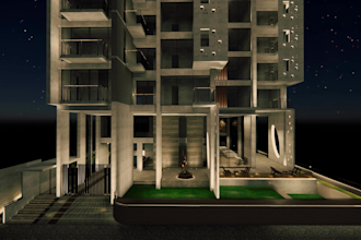 do facade lighting design by using dialux evo and photoshop