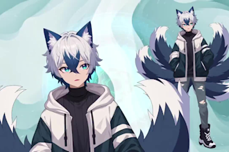 draw 2d vtuber model, 2d avatar, live2d vtuber, vtuber model, fantasy art