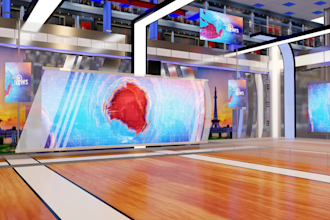 create news studio, event stage 3d virtual set, zoom virtual call back ground