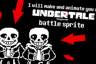 create an undertale inspired pixel art battle sprite and animate it for you
