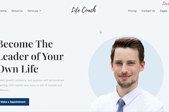 design life coaching website, consulting website with booking