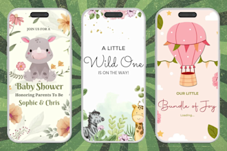 create custom animated baby shower invitation video