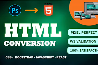 convert PSD to HTML, figma to HTML responsive website