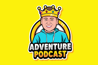 do modern podcast logo and podcast cover art cartoon style