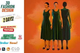 do 3d clothing,fashion garment design animation for games,brand,merch in clo 3d