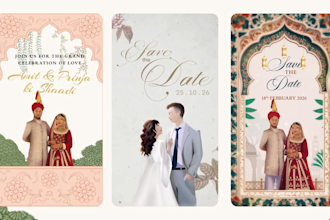 illustrate caricature wedding invitation video