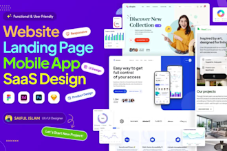 do website UI UX design, saas, mobile app, dashboard, landing page design figma