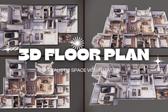 create 3d floor plan model and render from 2d floor plan