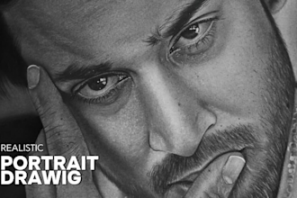 draw a pro realistic pencil sketch portrait in 2 days