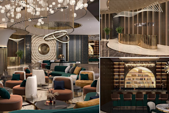 create 3d interior design renderings for restaurant, hotel, office, cafe, store