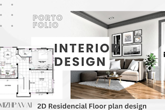 floor plan, kitchen, furniture, wardrobe and office space design