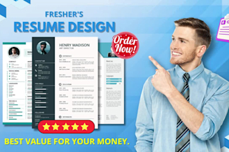 design a professional resume with a cover letter page for fresher