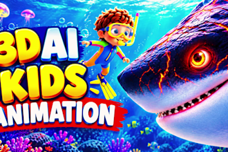 do 3d cartoon kids animation, 3d kids video editing, ai kids videos for youtube