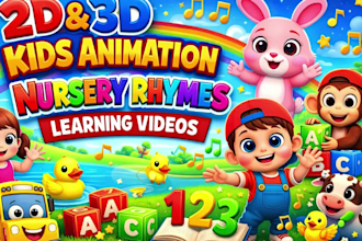 make 3d kids learning animation videos, nursery rhymes, ai kids animation video