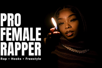 record female rap verse, rap vocals, edm vocals, hip hop vocals as female rapper