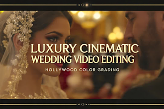do luxury cinematic wedding video editing and color grading