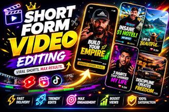 professionally edit instagram reels, tiktok videos and youtube shorts