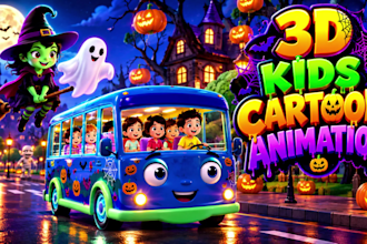 create 3d kids cartoon animation video, 3d kids learning video for youtube