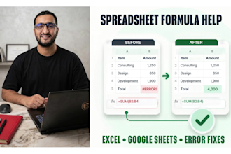 fix excel and google sheet formulas, functions, errors, code