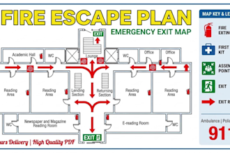 design professional fire escape plan and evacuation map for safety