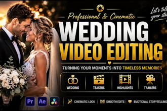 professional edit cinematic wedding videos, teasers, and highlights
