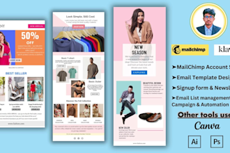 design editable mailchimp newsletter template and setup email flows