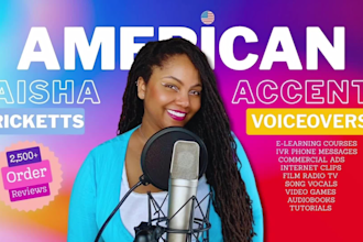 record a female voice over in an american accent