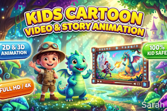 create kids cartoon video, 2d story animation, and 3d cartoon for kids