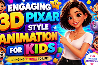 create engaging 3d pixar style ai animation video for youtube kids channel