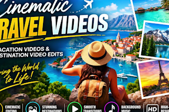create cinematic travel videos, vacation,and destination video edits