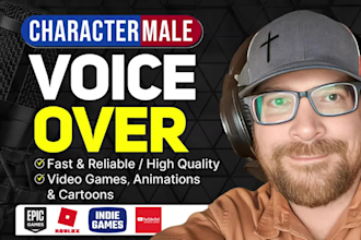 be your male voice for your animation, video game, and cartoon characters