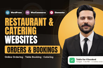 create restaurant booking catering food delivery website