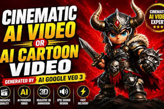 create cinematic ai videos or ai cartoon video generated by ai google veo3