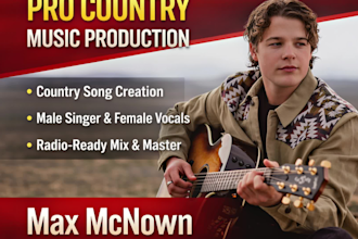 write compose arrange and sing professional acoustic country music production